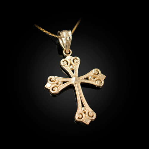 Yellow Gold Elegant Cross Pendant Necklace