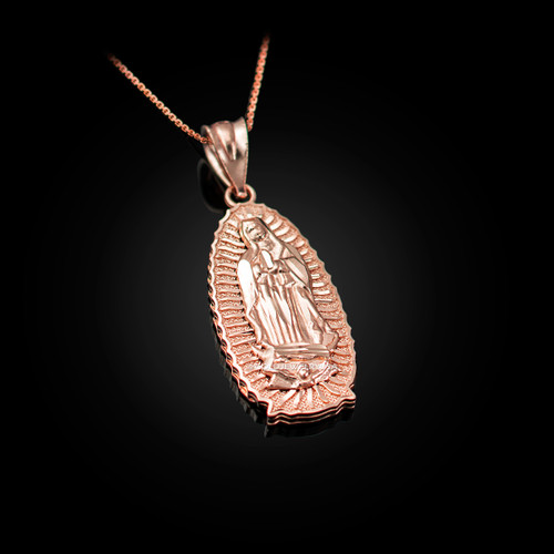 Rose Gold Virgin Mary Pendant Necklace