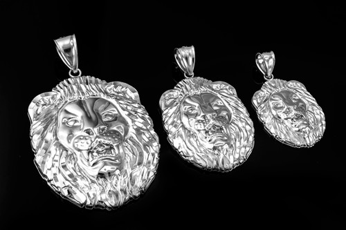 White Gold Lion Face DC Pendant (S/M/L)