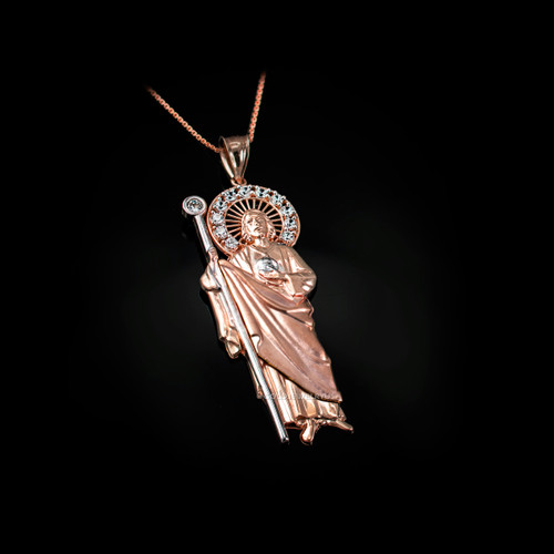 Rose Gold St. Jude CZ Pendant Necklace