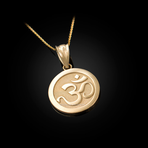 Gold Om Medallion Charm Necklace