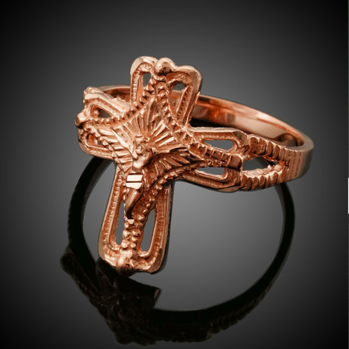 Rose Gold Crucifix Cross Ring
