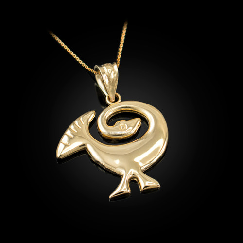 Yellow Gold African Adinkra Sankofa Pendant Necklace