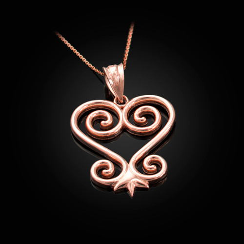 Rose Gold African Adinkra Sankofa Heart Pendant Necklace