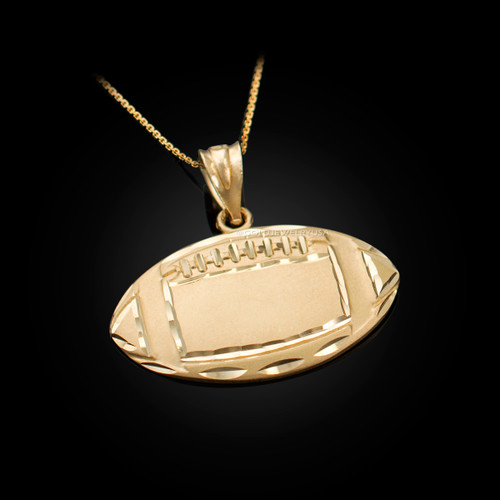 Satin DC Yellow Gold Football Pendant Necklace