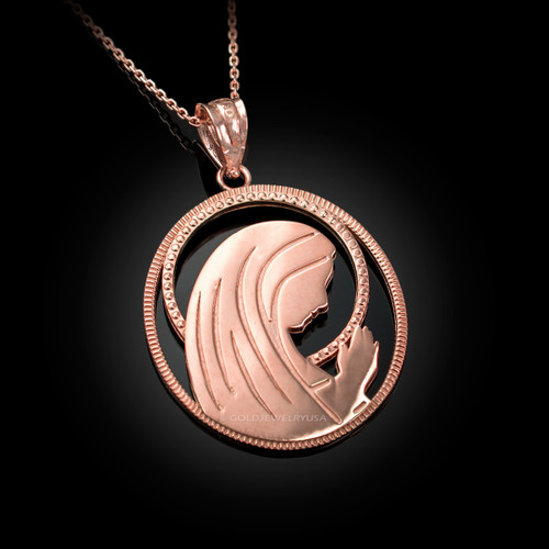 Rose Gold Virgin Mary Silhouette Pendant Necklace
