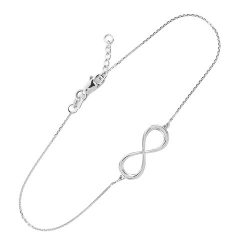 14K Dainty White Gold Infinity Bracelet