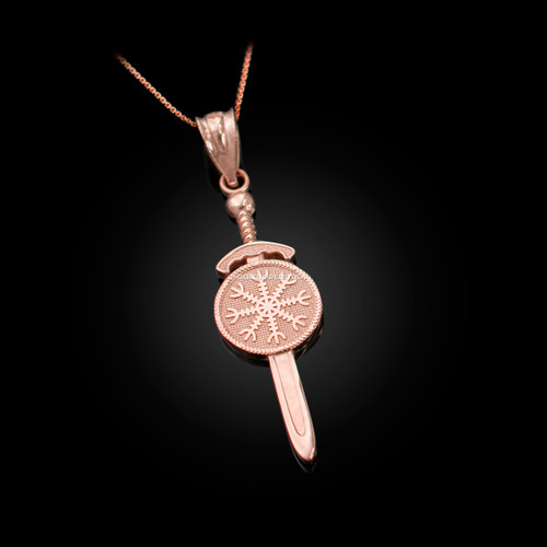 Rose Gold Viking Sword Pendant Necklace