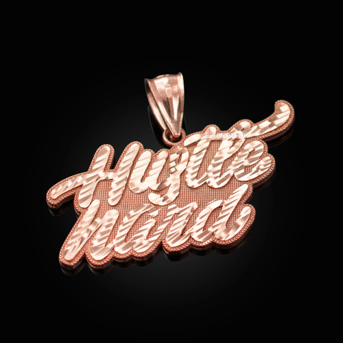 Rose Gold HUSTLE HARD Hip-Hop DC Pendant
