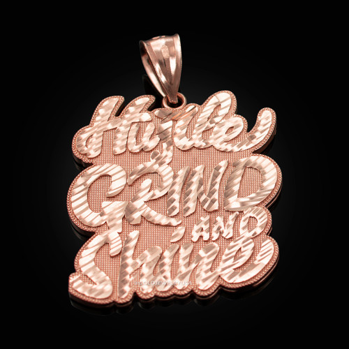Rose Gold HUSTLE, GRIND AND SHINE Hip-Hop DC Pendant