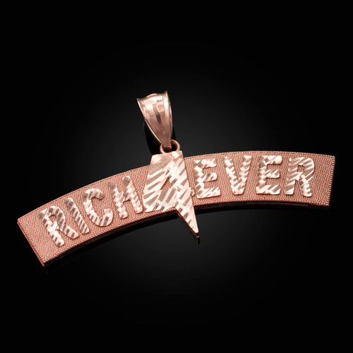 Rose Gold RICH 4 EVER  Hip-Hop DC Pendant