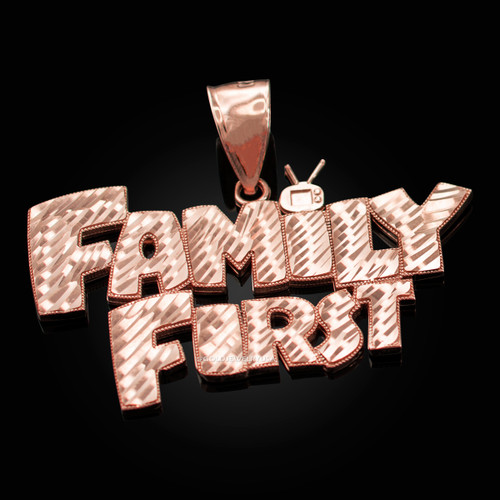 Rose Gold FAMILY FIRST Hip-Hop DC Pendant