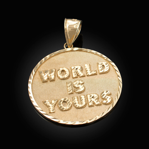 Yellow Gold WORLD IS YOURS DC Medal Pendant