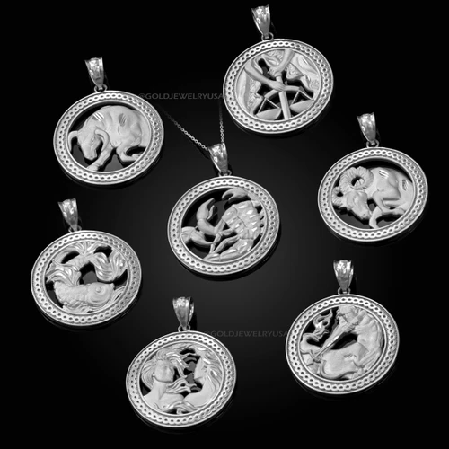 White Gold Zodiac Pendant Necklace