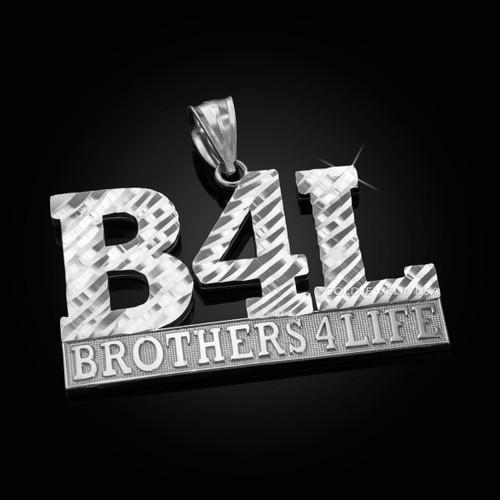 White Gold B4L Brothers 4 Life Mens DC Pendant