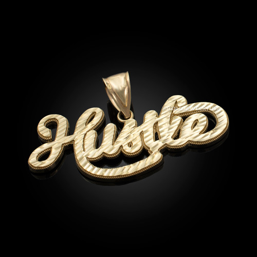 Gold HUSTLE Script Ward Hip-Hop DC Pendant