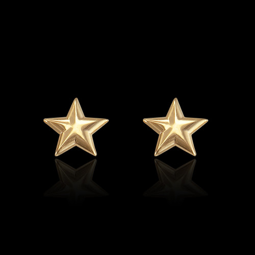 14K Yellow Gold Star Stud Earrings