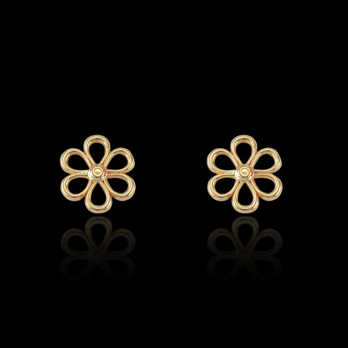 14K Yellow Daisy Flower Stud Earrings