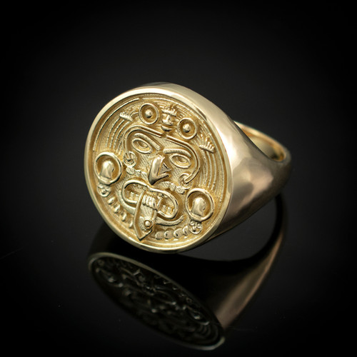 Yellow Gold Aztec Mayan Sun Ring