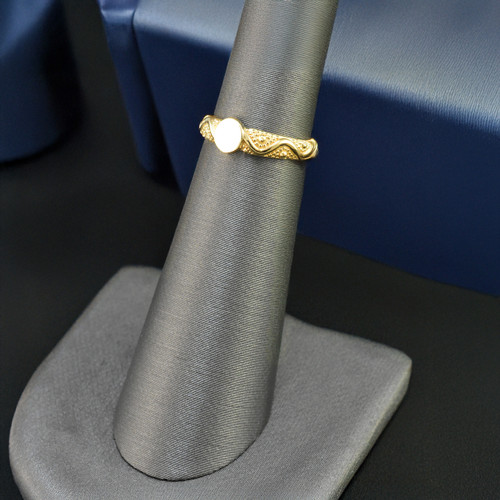 Gold Baby Ornate Signet Ring Band | Round Design