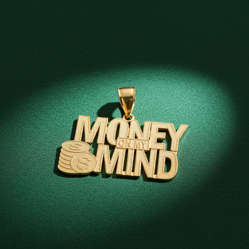 Solid Gold 'Money On My Mind' Hip Hop Pendant Diamond-Cut