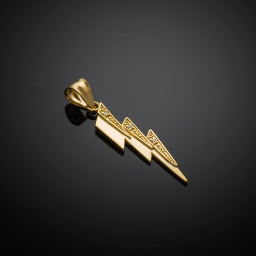 Gold Thunderbolt Diamond Pendant