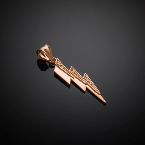 Rose Gold Thunderbolt Diamond Pendant