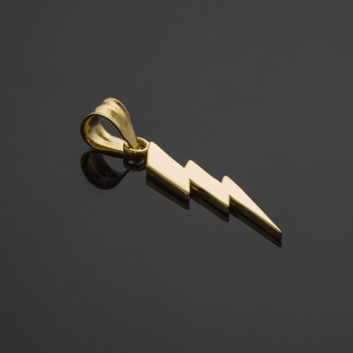 Gold Thunderbolt Charm Pendant