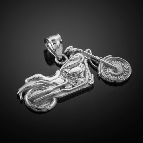 White Gold Motorcycle Pendant