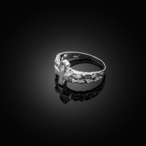 White Gold Ankh Ring
