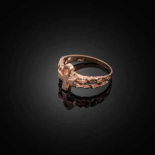 Rose Gold Ankh Cross Ring