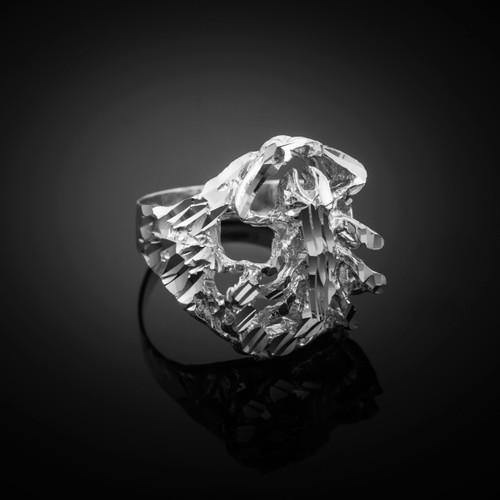 White Gold Scorpion Diamond Cut Ring