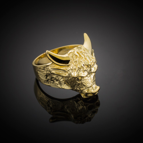 Large Gold Bull Taurus Ring