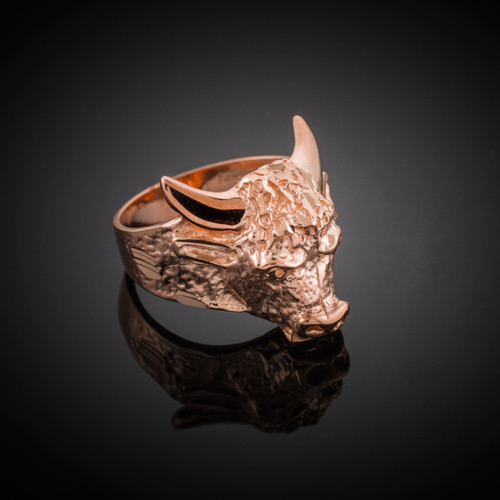 Solid Rose Gold Bull Taurus Ring