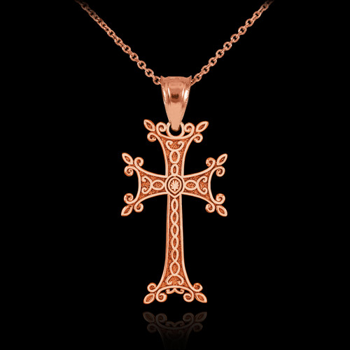 Rose Gold Armenian Cross Pendant Necklace