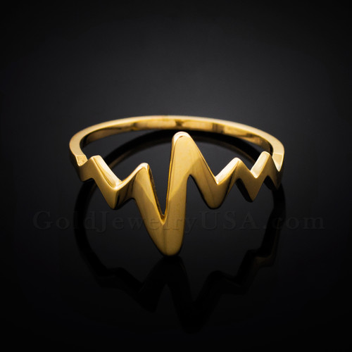 Dainty Gold Heartbeat Ring