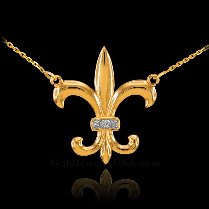 14k Gold Diamond Fleur-de-Lis Necklace