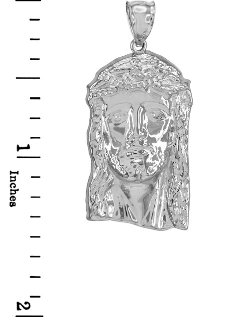 White Gold Jesus Face Pendant