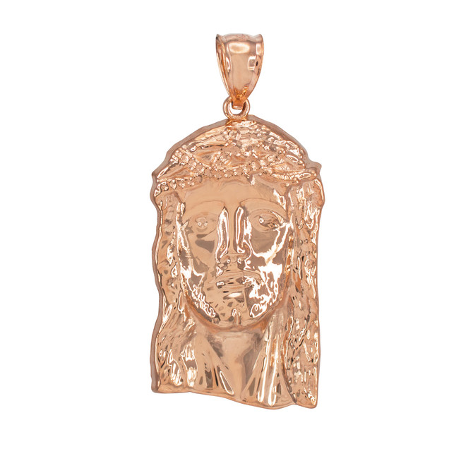 Rose Gold Jesus Face Pendant