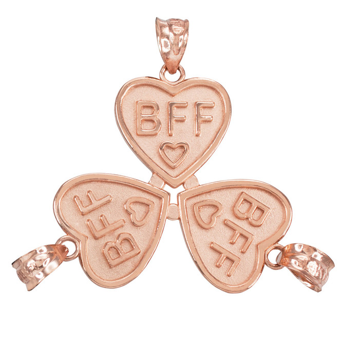 3pc Rose Gold 'BFF' Heart Pendant Set