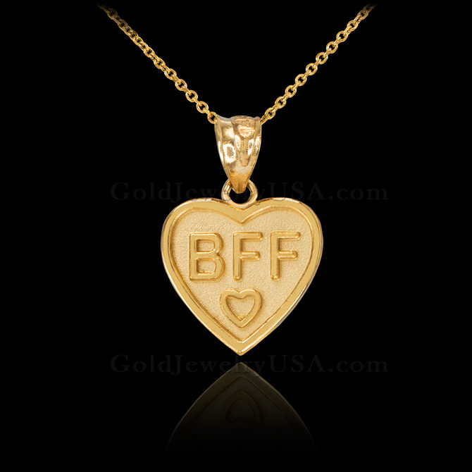 Gold 'BFF' Heart Pendant Necklace