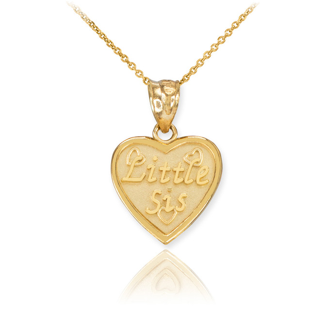 Gold 'Little Sis' Heart Pendant Necklace