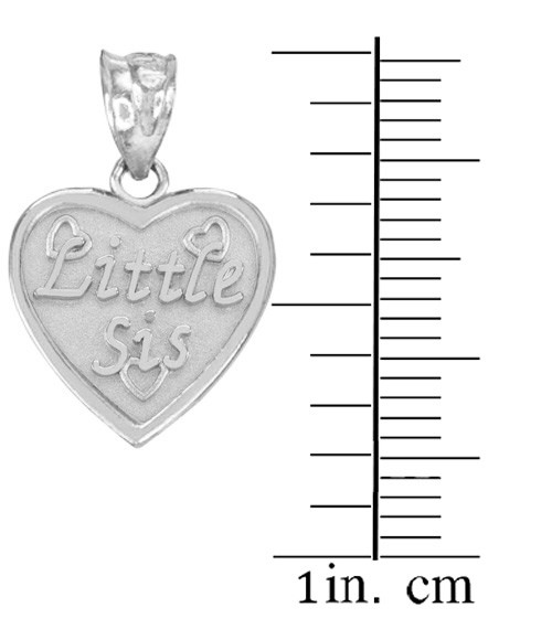 White Gold 'Little Sis' Heart Pendant Necklace