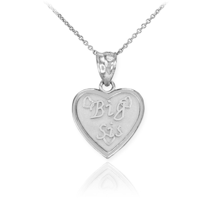 White Gold 'Big Sis' Heart Pendant Necklace