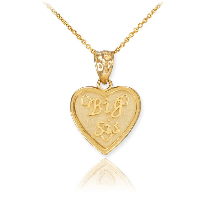 3pc Gold 'MOM', 'BIG SIS', 'LITTLE SIS' Heart Necklace Set