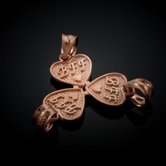 3pc Rose Gold 'BFF' Heart Charm Necklace Set