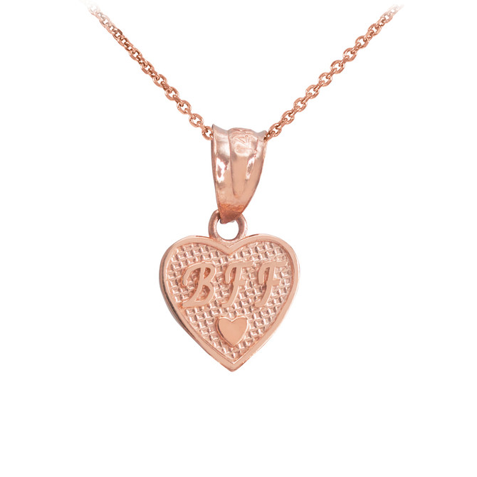 Rose Gold 'BFF' Heart Charm Necklace