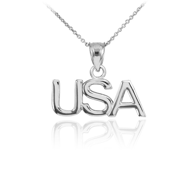 White Gold USA Pendant Necklace