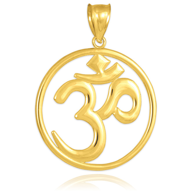 Gold Om Open Medallion Pendant Necklace