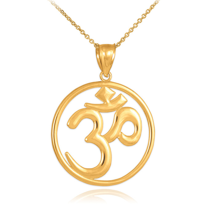 Gold Om Open Medallion Pendant Necklace
